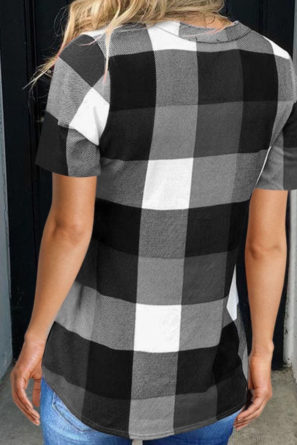 Plaid Print Short-Sleeved Shirt