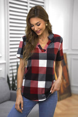 Plaid Print Short-Sleeved Shirt