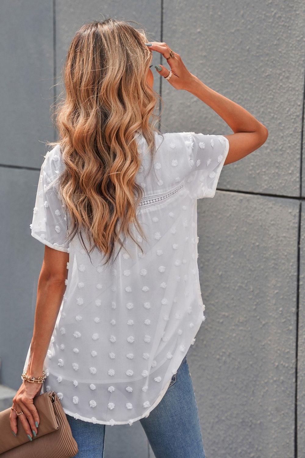 Mid-Length Embroidered Chiffon Shirt