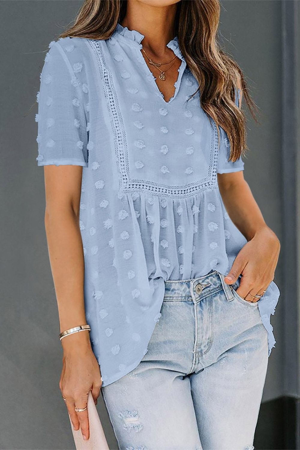 Mid-Length Embroidered Chiffon Shirt
