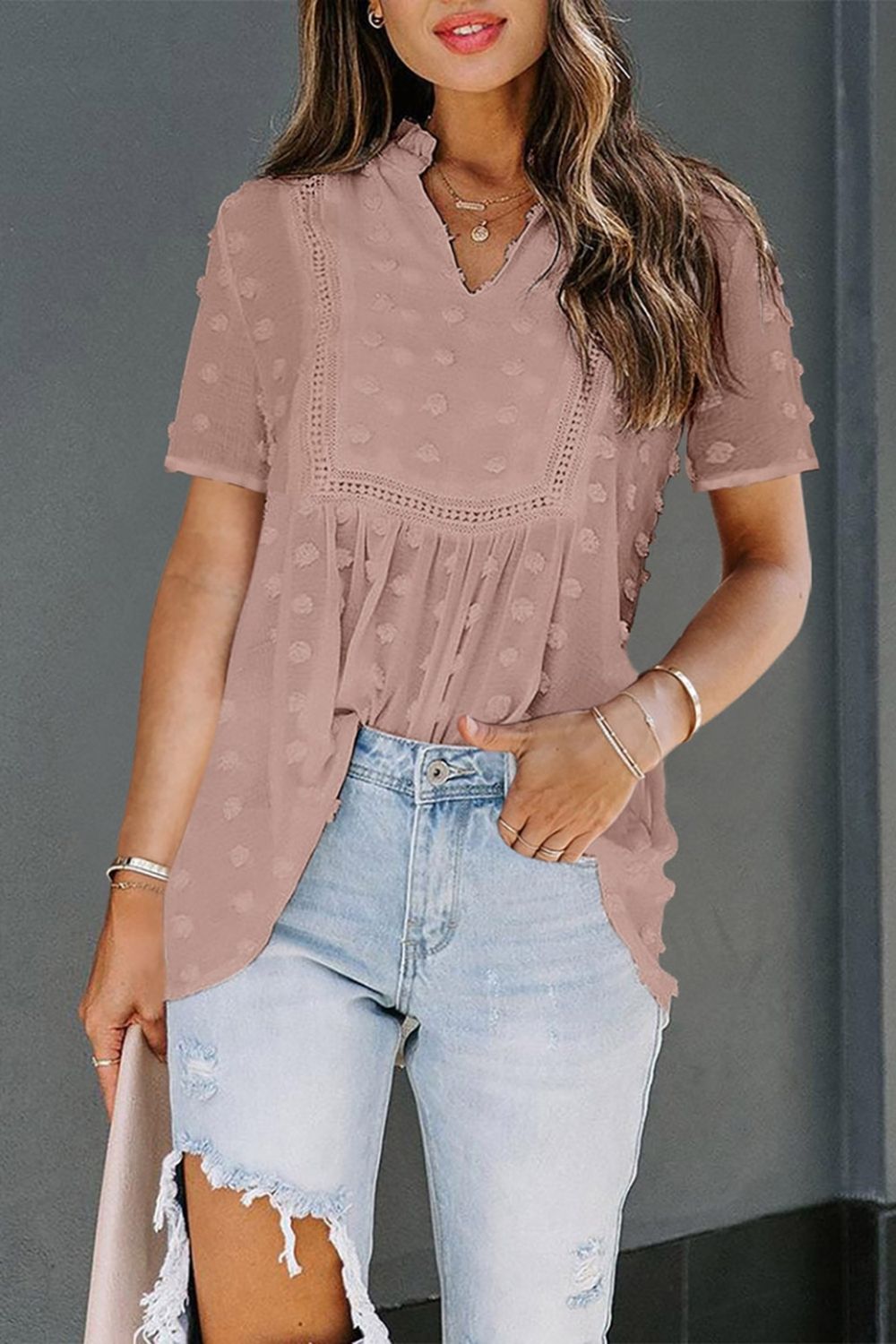 Mid-Length Embroidered Chiffon Shirt