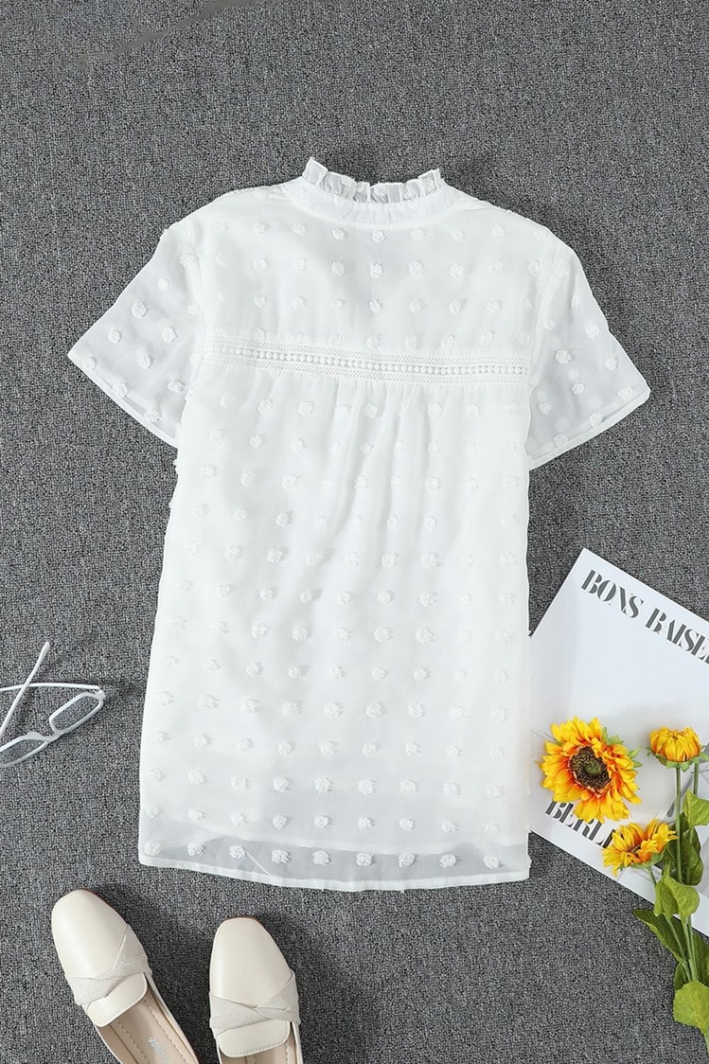 Mid-Length Embroidered Chiffon Shirt