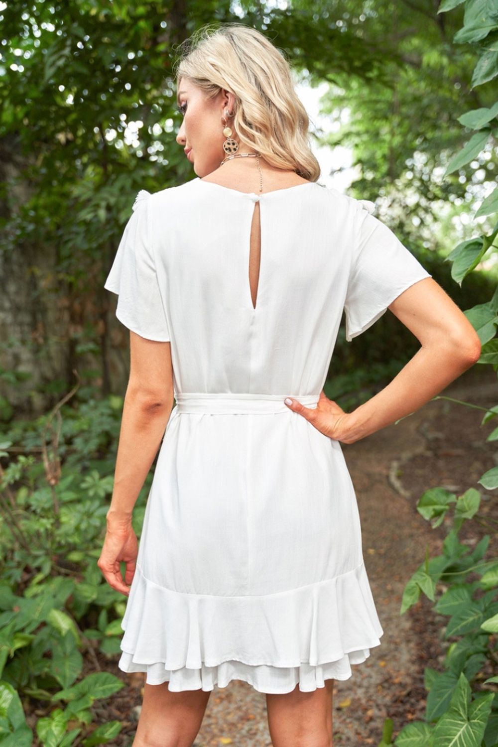 Ruffled Tie Tassel Dress
