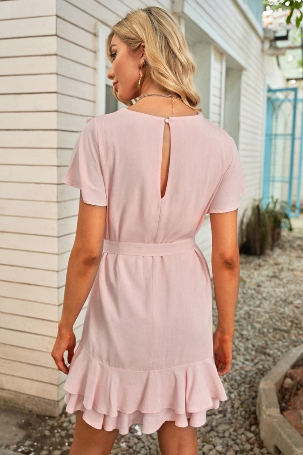Ruffled Tie Tassel Dress