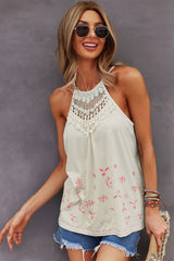 Halter Lace Patchwork T-shirt