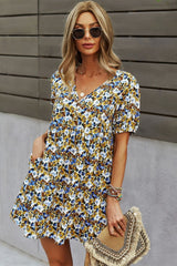 Printed V-Neck A-Line Dress