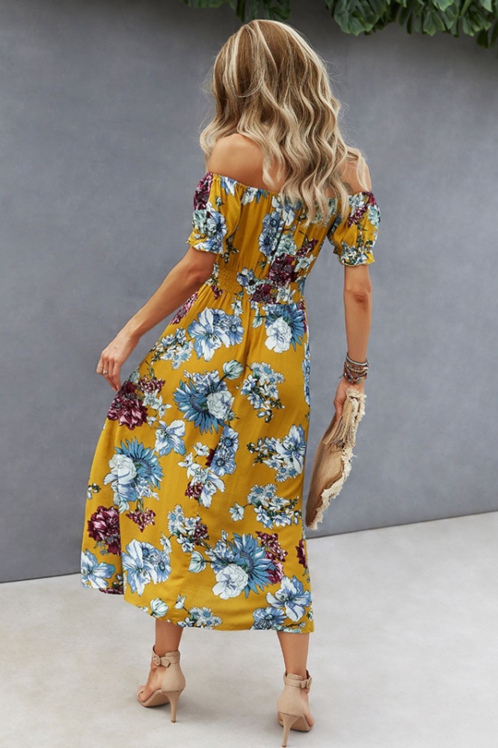 Off-Shoulder Print Big Swing Dress