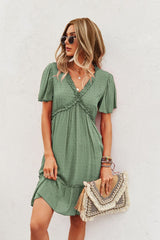 Short Sleeve Solid Color Dress