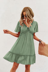 Short Sleeve Solid Color Dress