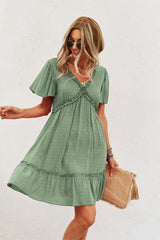 Short Sleeve Solid Color Dress