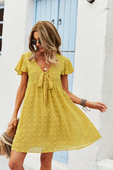 Bow Cap-Sleeved Dress