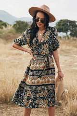 Bohemian V-Neck A-Line Dress