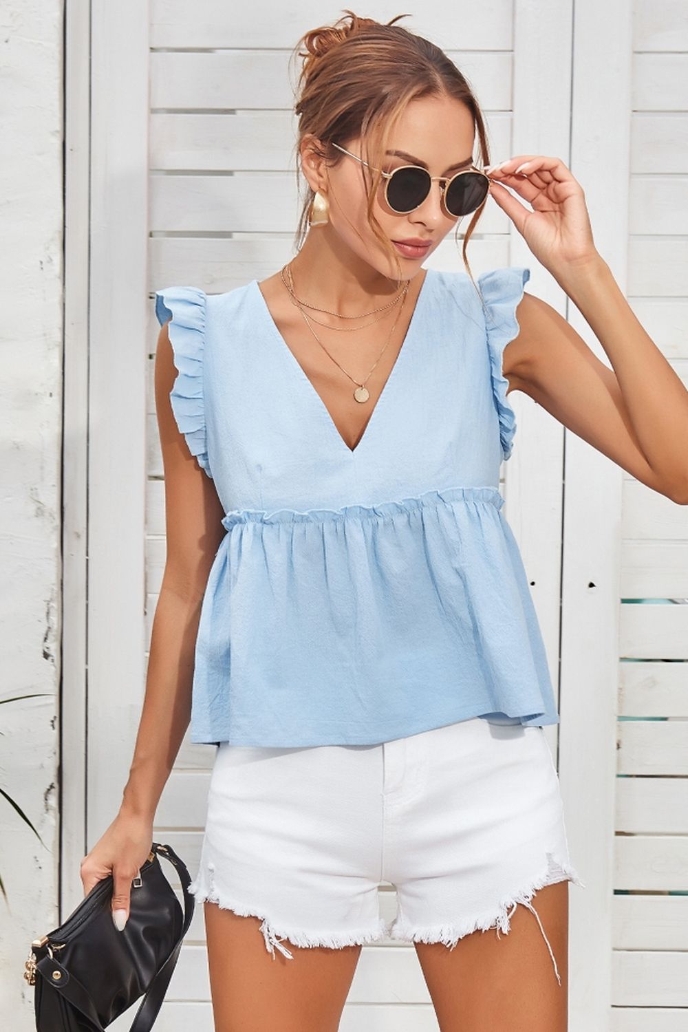 Lace Patchwork V-Neck Sleeveless Shirt