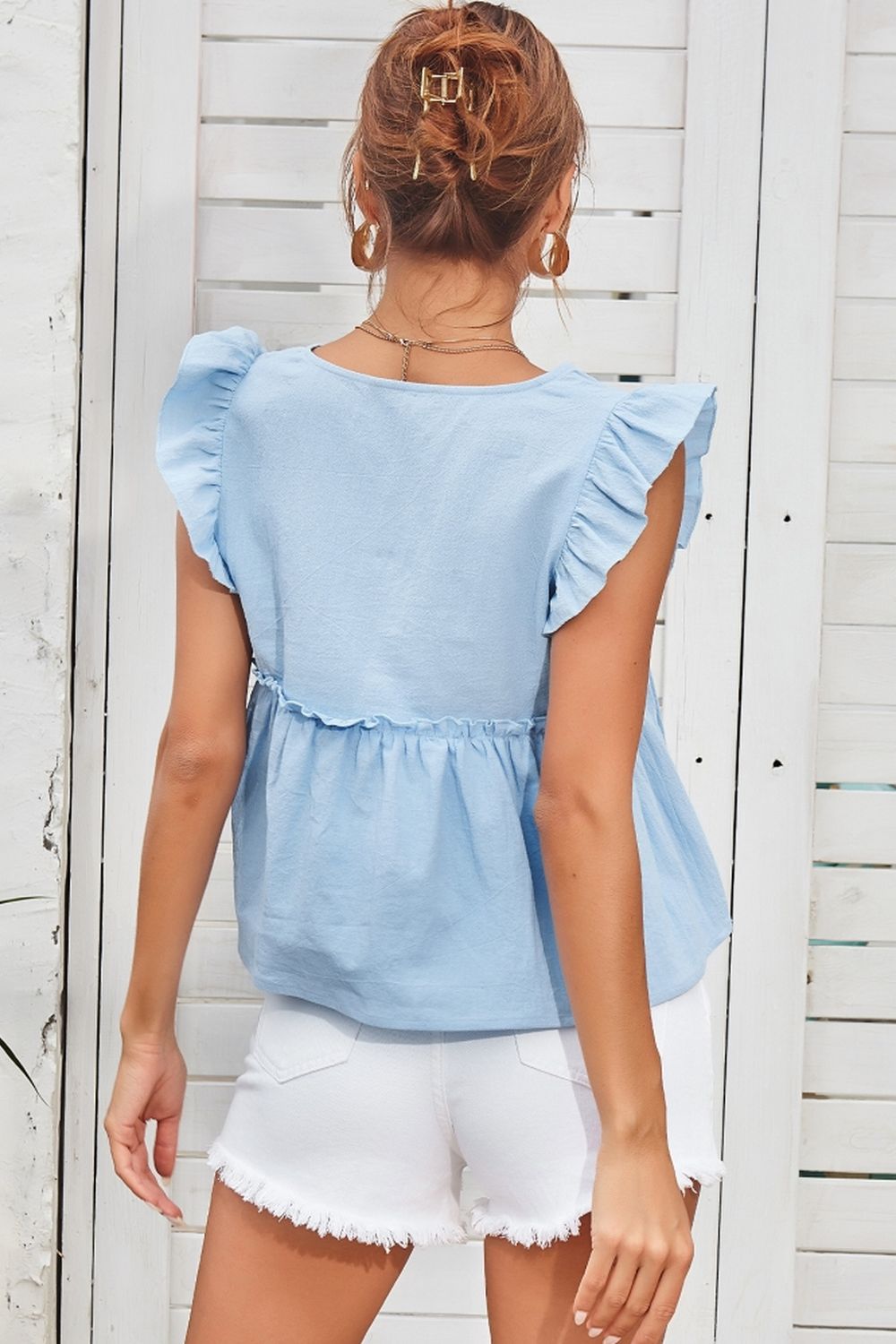 Lace Patchwork V-Neck Sleeveless Shirt