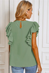 Round Neck Ruffle Shirt
