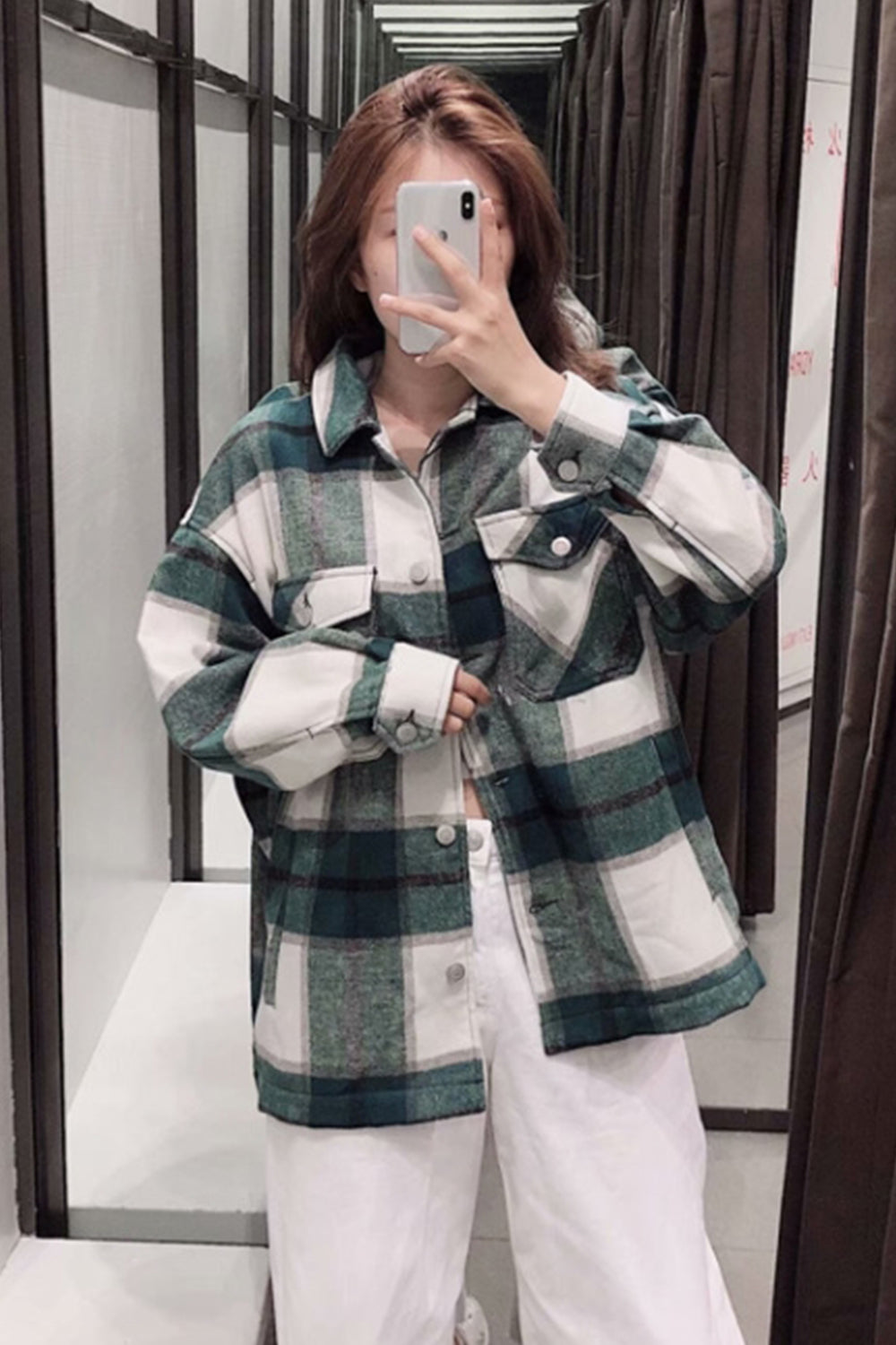 Flannel Loose Tweed Plaid Shirt Coat