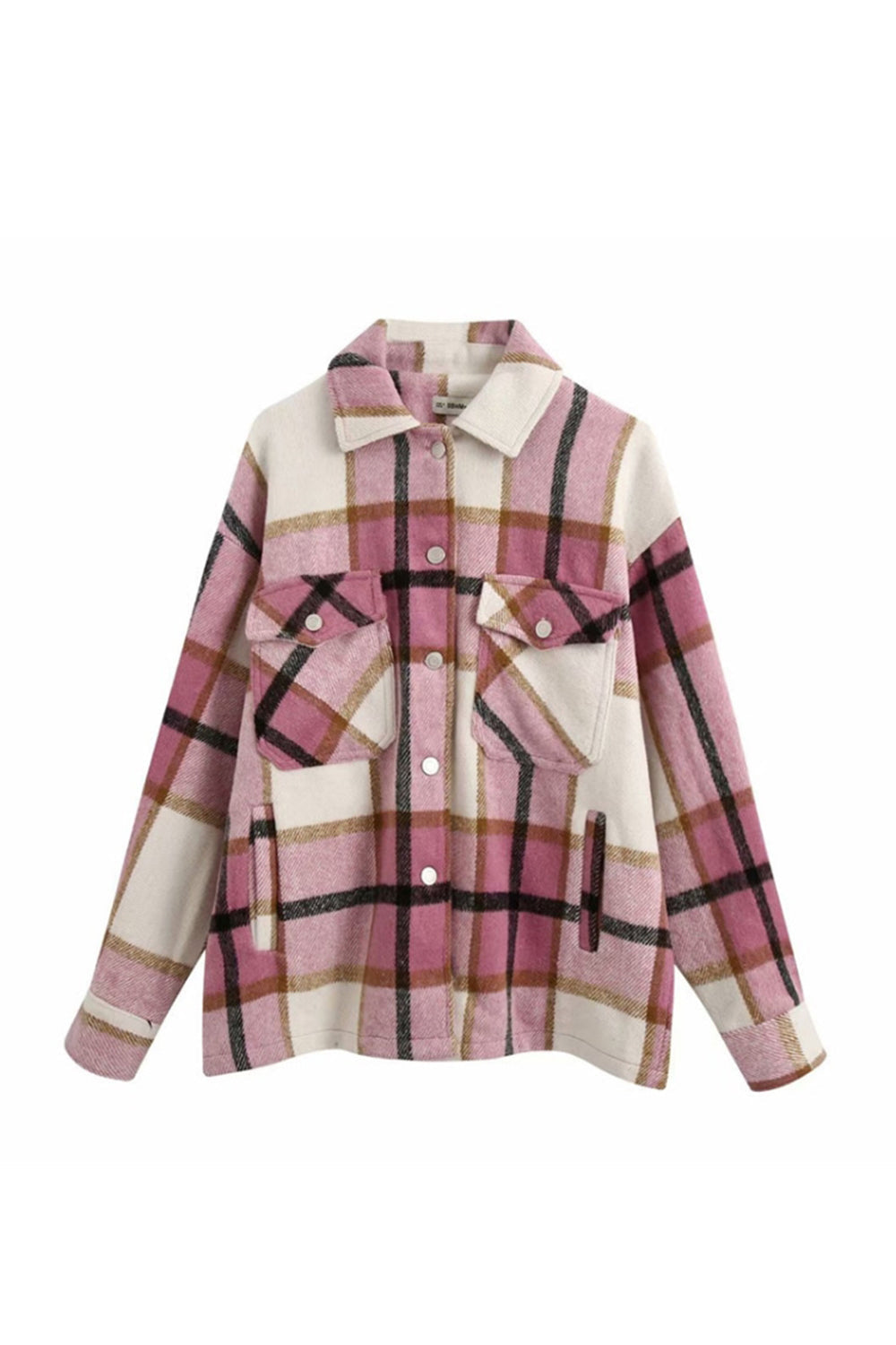 Flannel Loose Tweed Plaid Shirt Coat