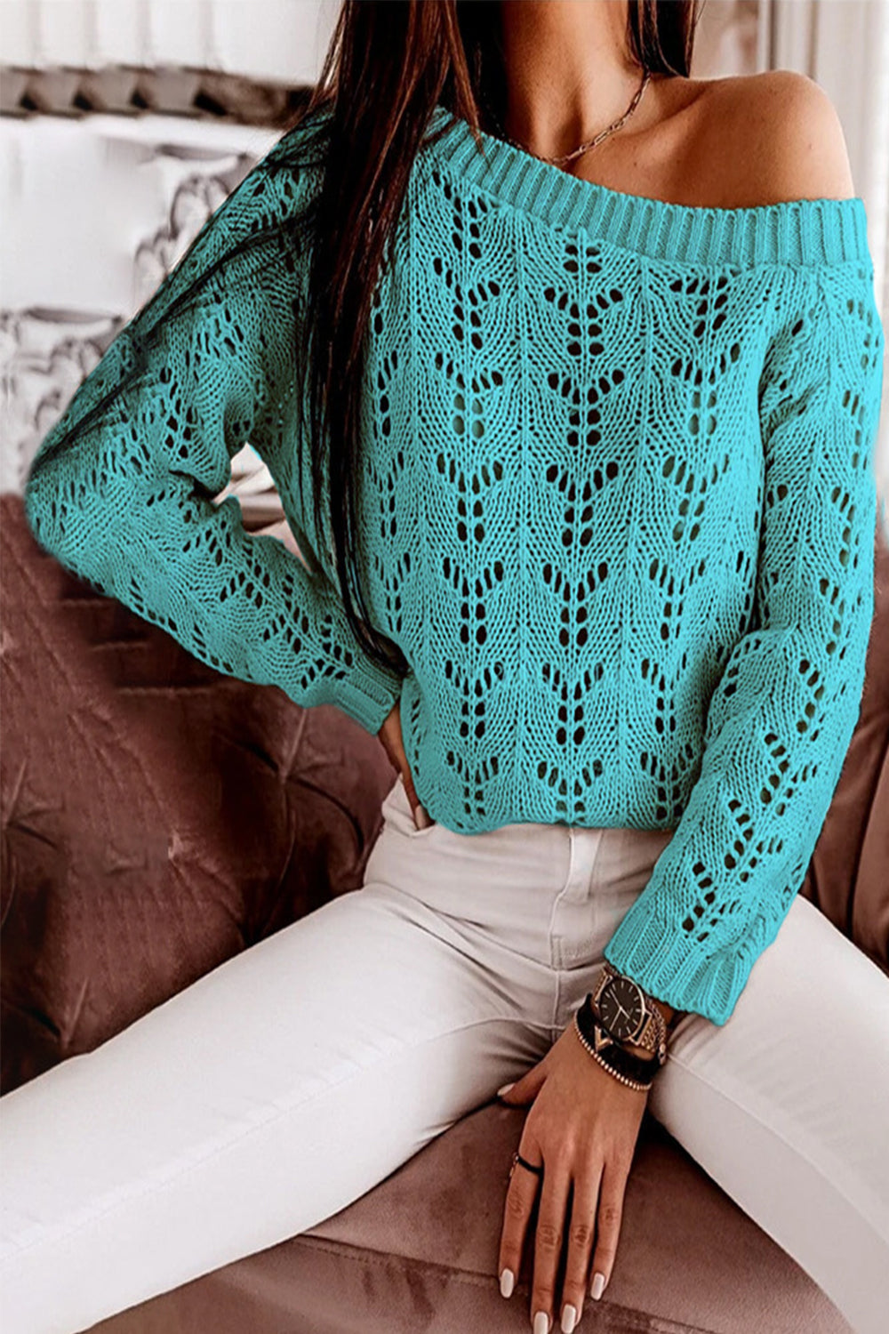 Bat Sleeve Hollow Off-Shoulder Sweater