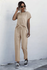 Round Neck Short Sleeve 2-Piece Suit