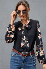 Black Print Patchwork Shirt