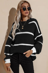 Round Neck Loose Striped Knit Pullover