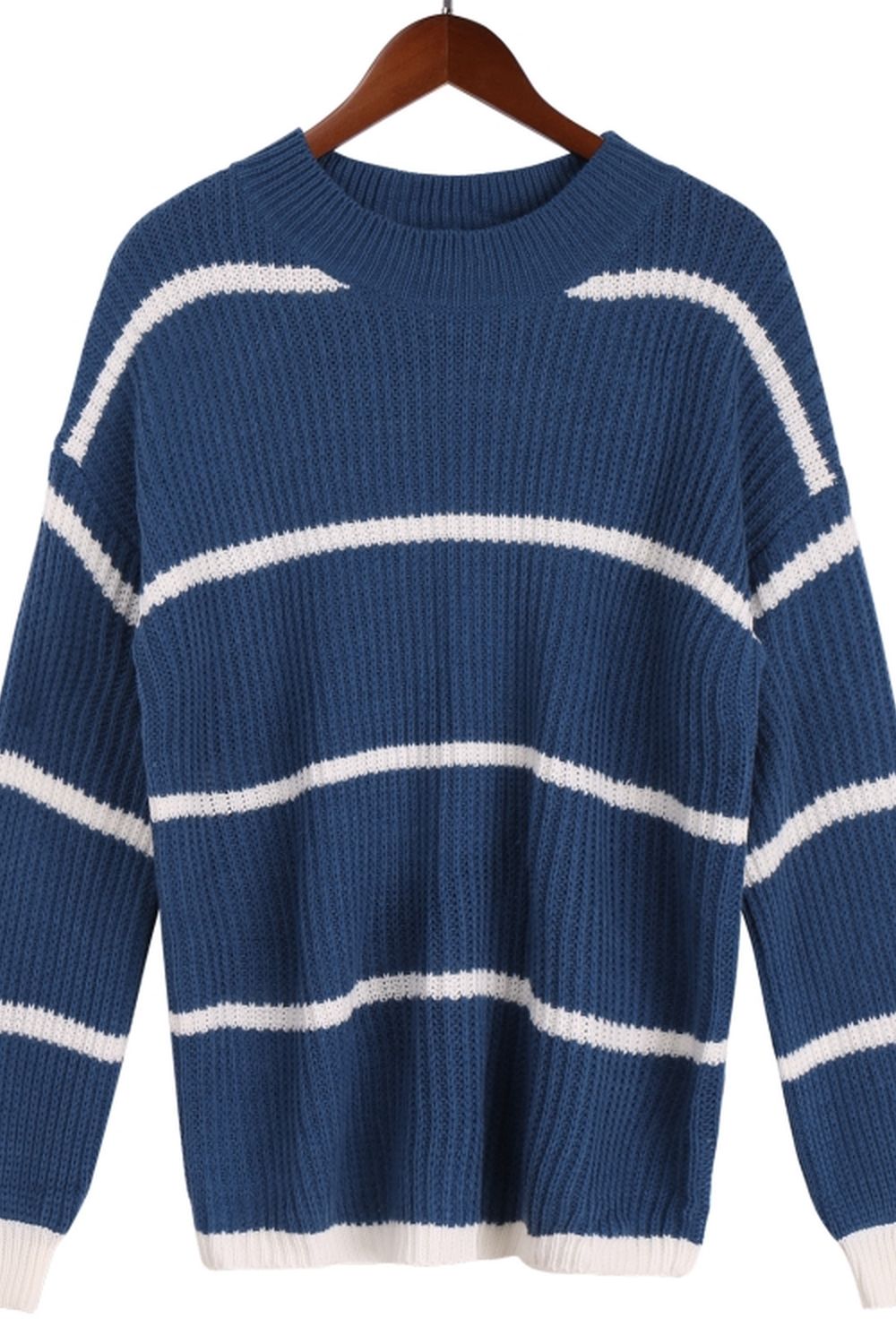 Round Neck Loose Striped Knit Pullover