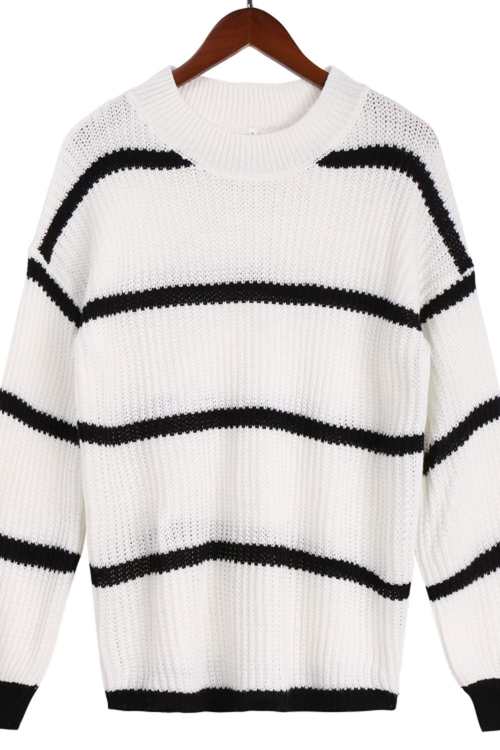 Round Neck Loose Striped Knit Pullover