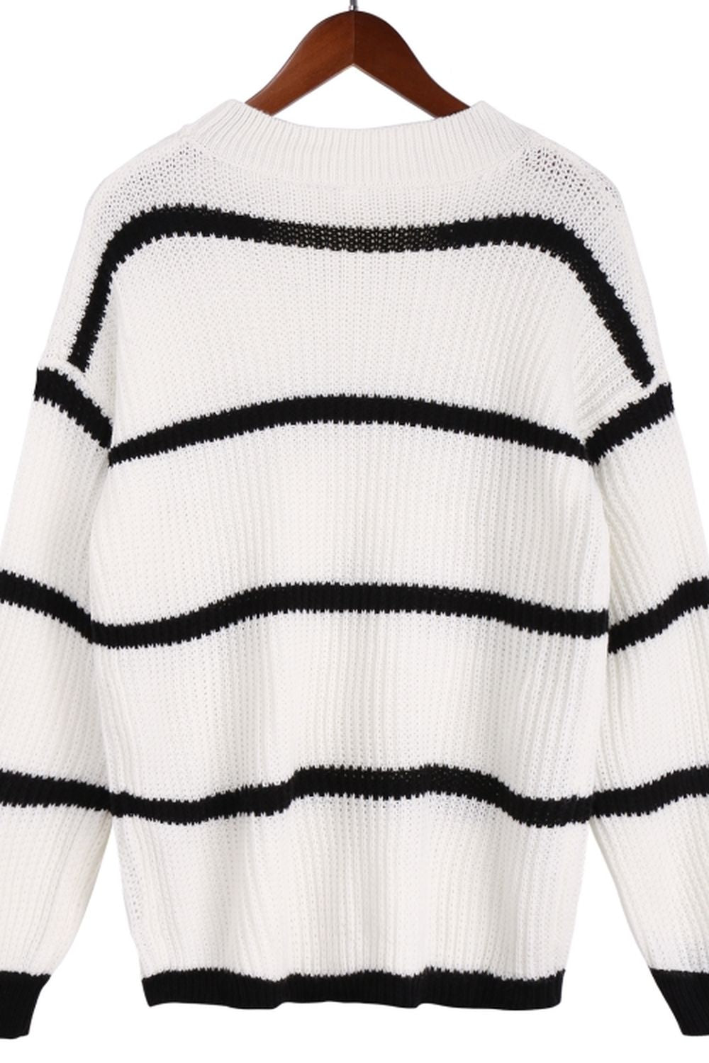 Round Neck Loose Striped Knit Pullover