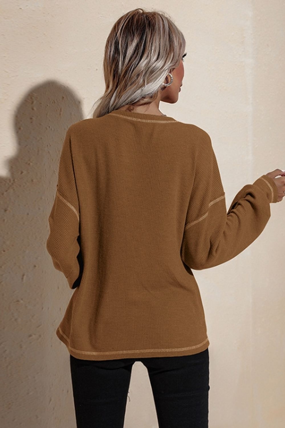 Pocket Loose Long-Sleeved Blouse