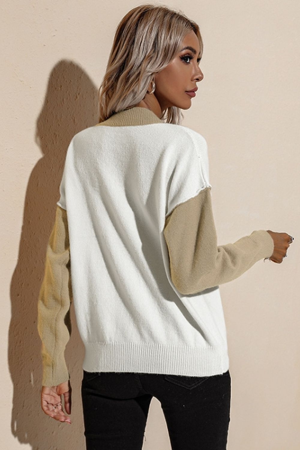 Contrast Loose Long Sleeve Pullover