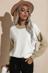 Contrast Loose Long Sleeve Pullover