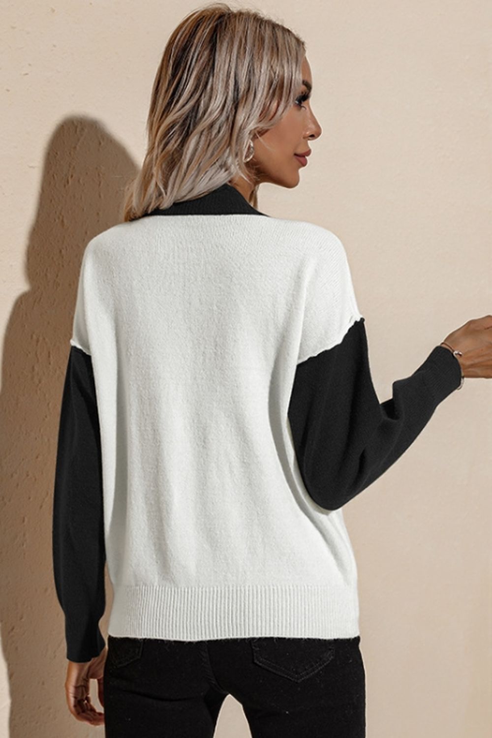 Contrast Loose Long Sleeve Pullover