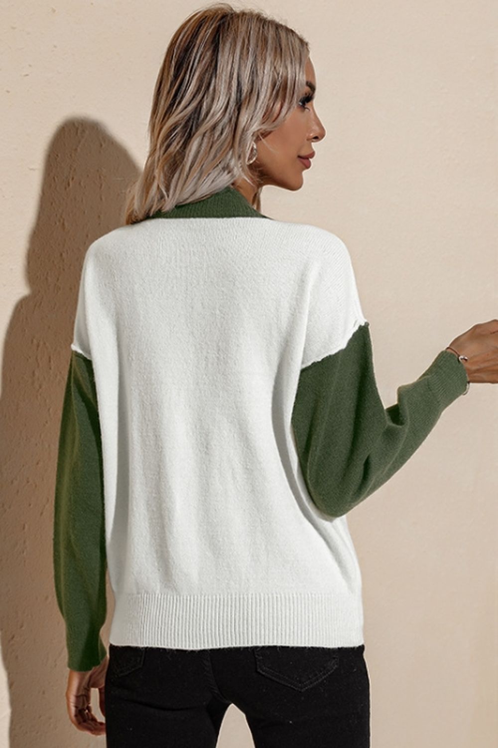 Contrast Loose Long Sleeve Pullover