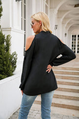 Round Neck Puff Sleeve Single-Breasted Shirt