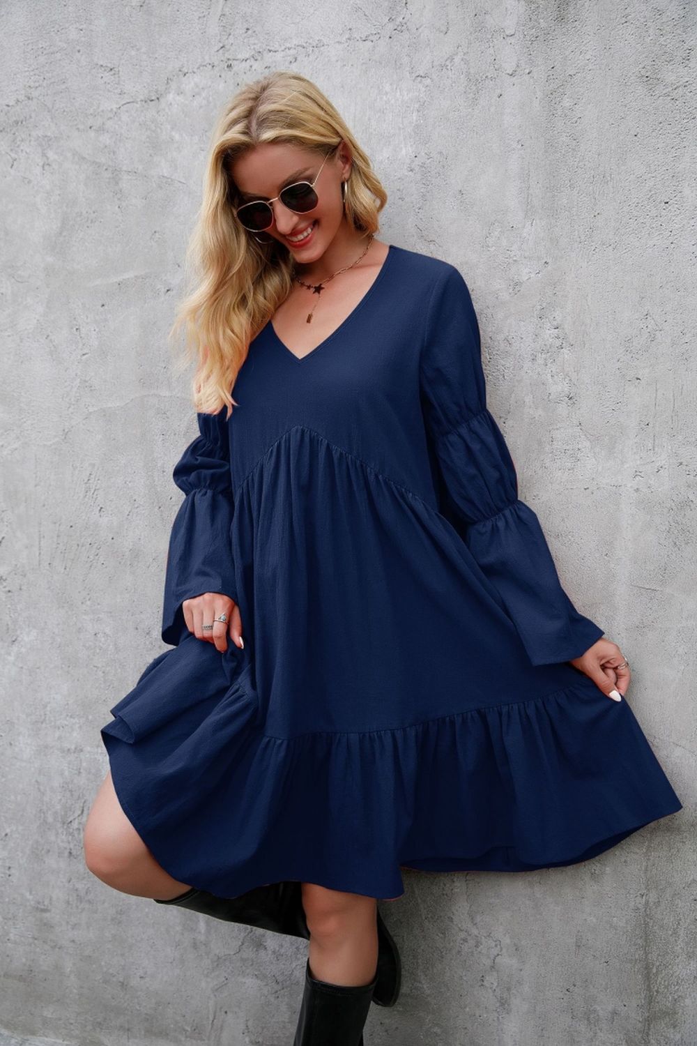 Boho Ruffled Print Dress