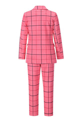 Double-Breasted Plaid Blazer Pants Suit