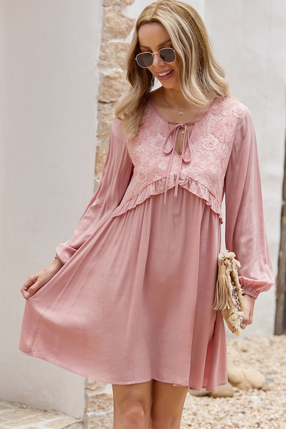 V-Neck Lace A-Line Dress LadyRin V-Neck Lace A-Line Dress LadyRin