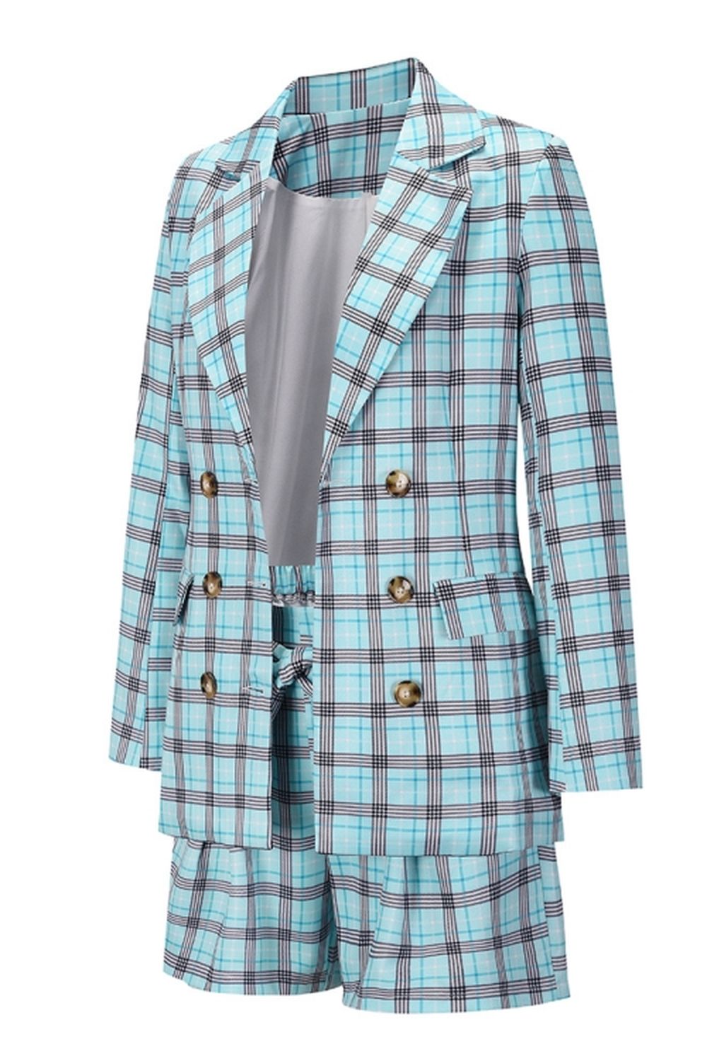 Double-Breasted Blazer Shorts Suit