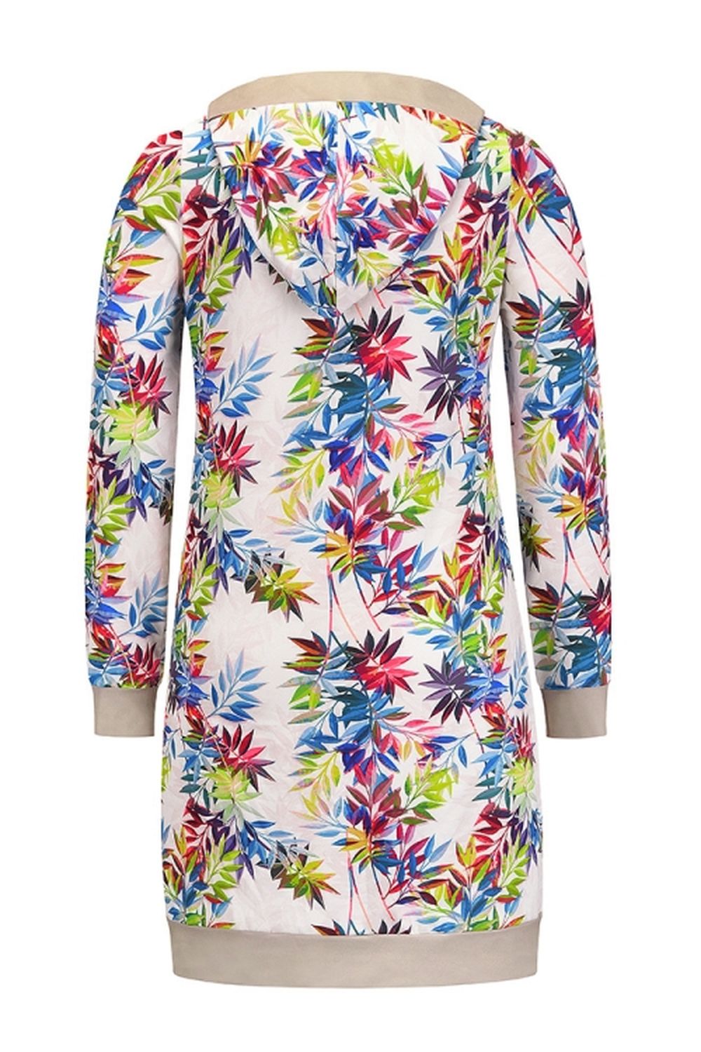 Loose Hooded Print Contrast Dress