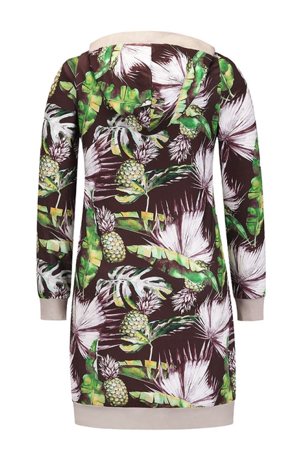 Loose Hooded Print Contrast Dress