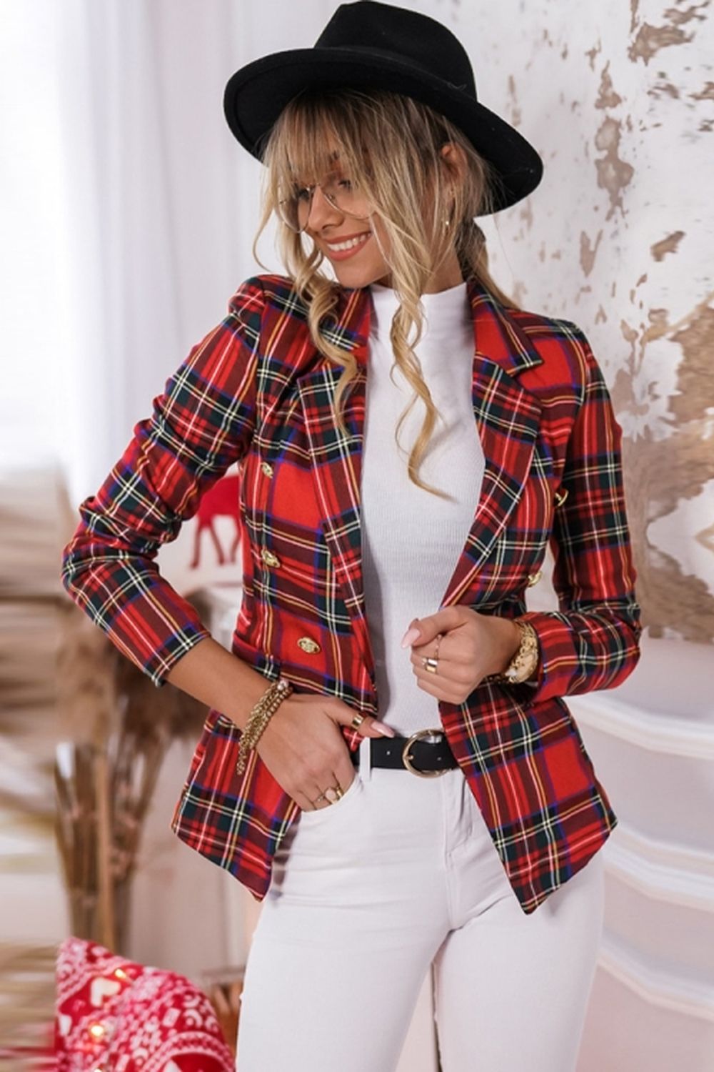 Plaid Casual Blazer