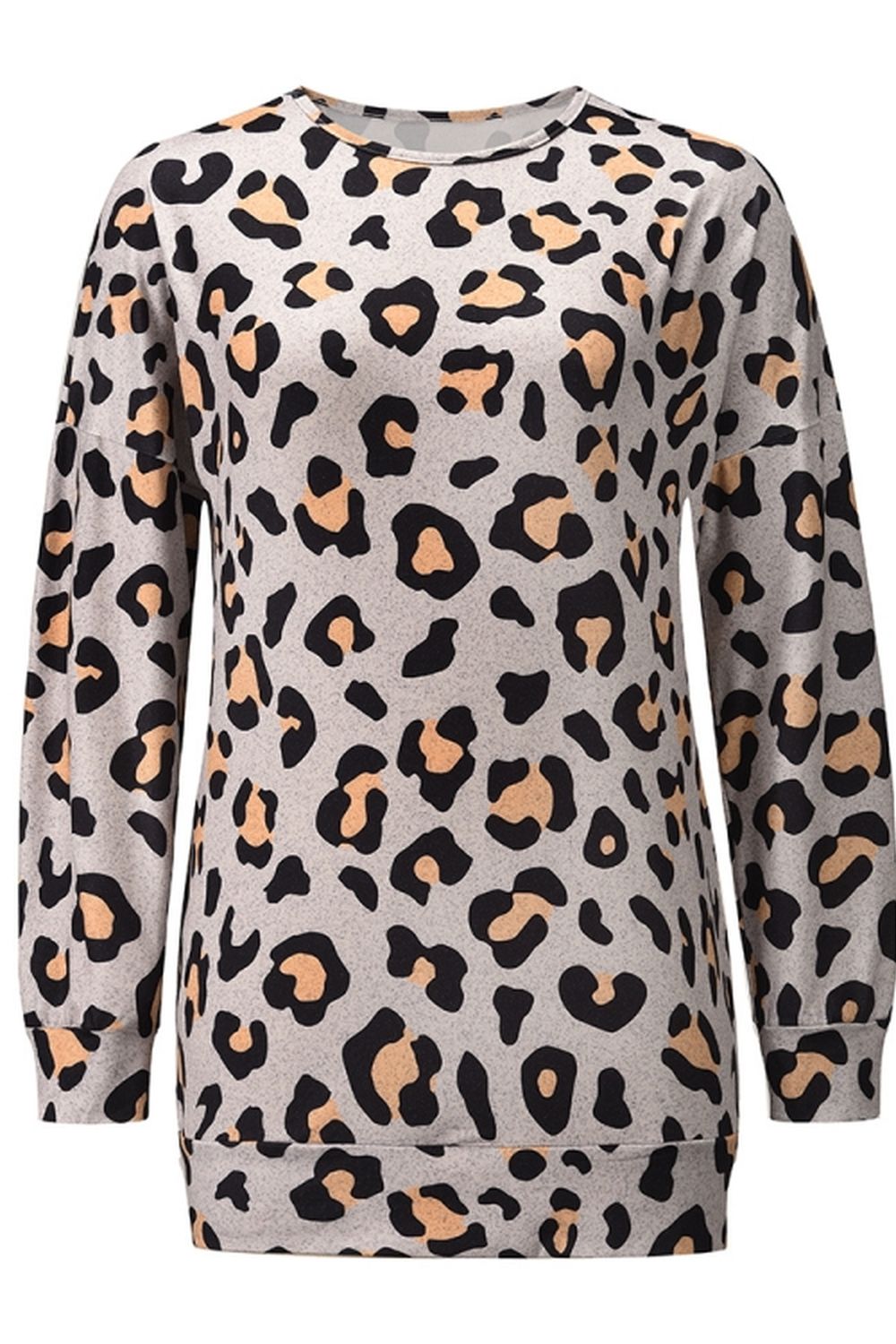 Round Neck Leopard Print Bottoming Shirt