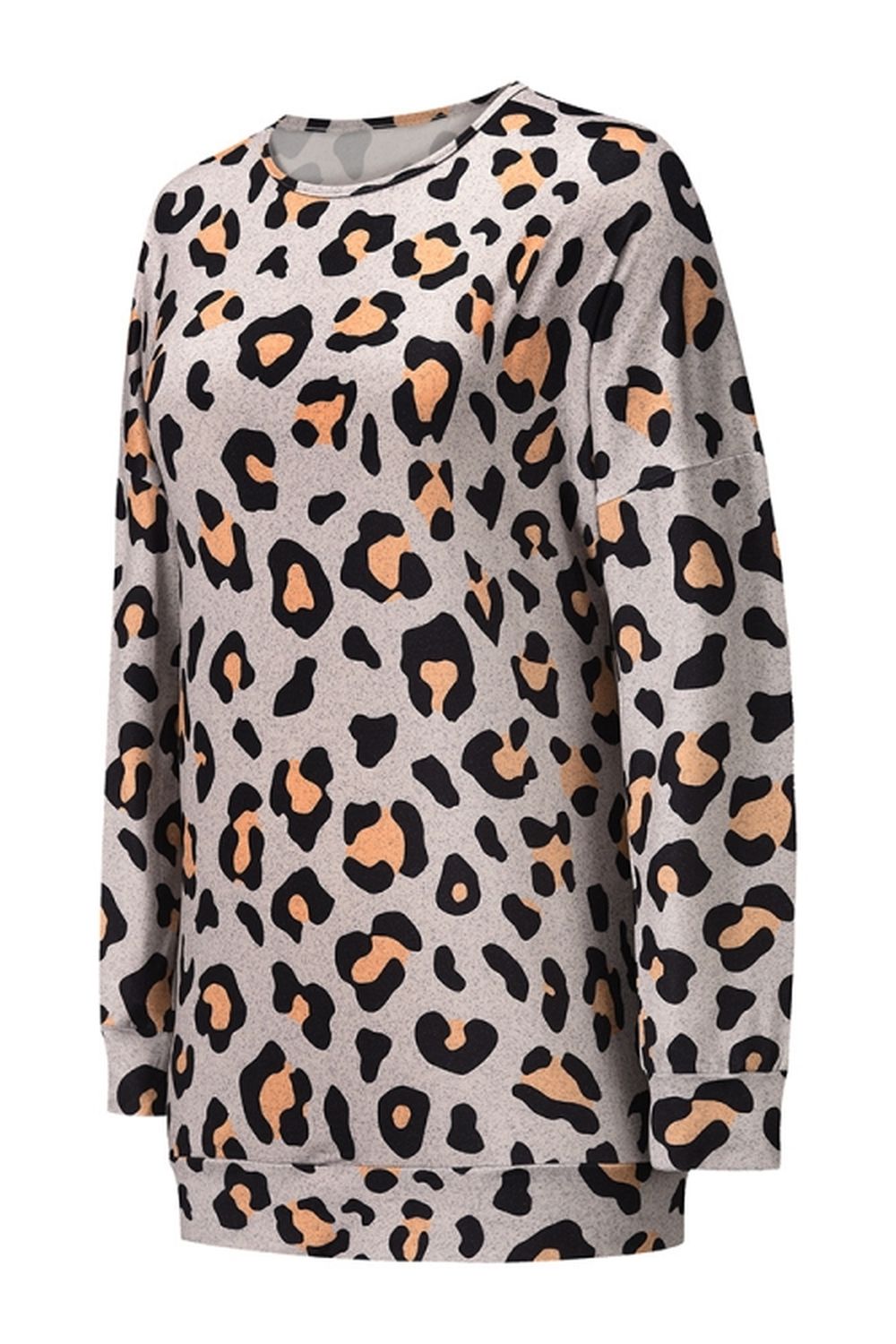 Round Neck Leopard Print Bottoming Shirt