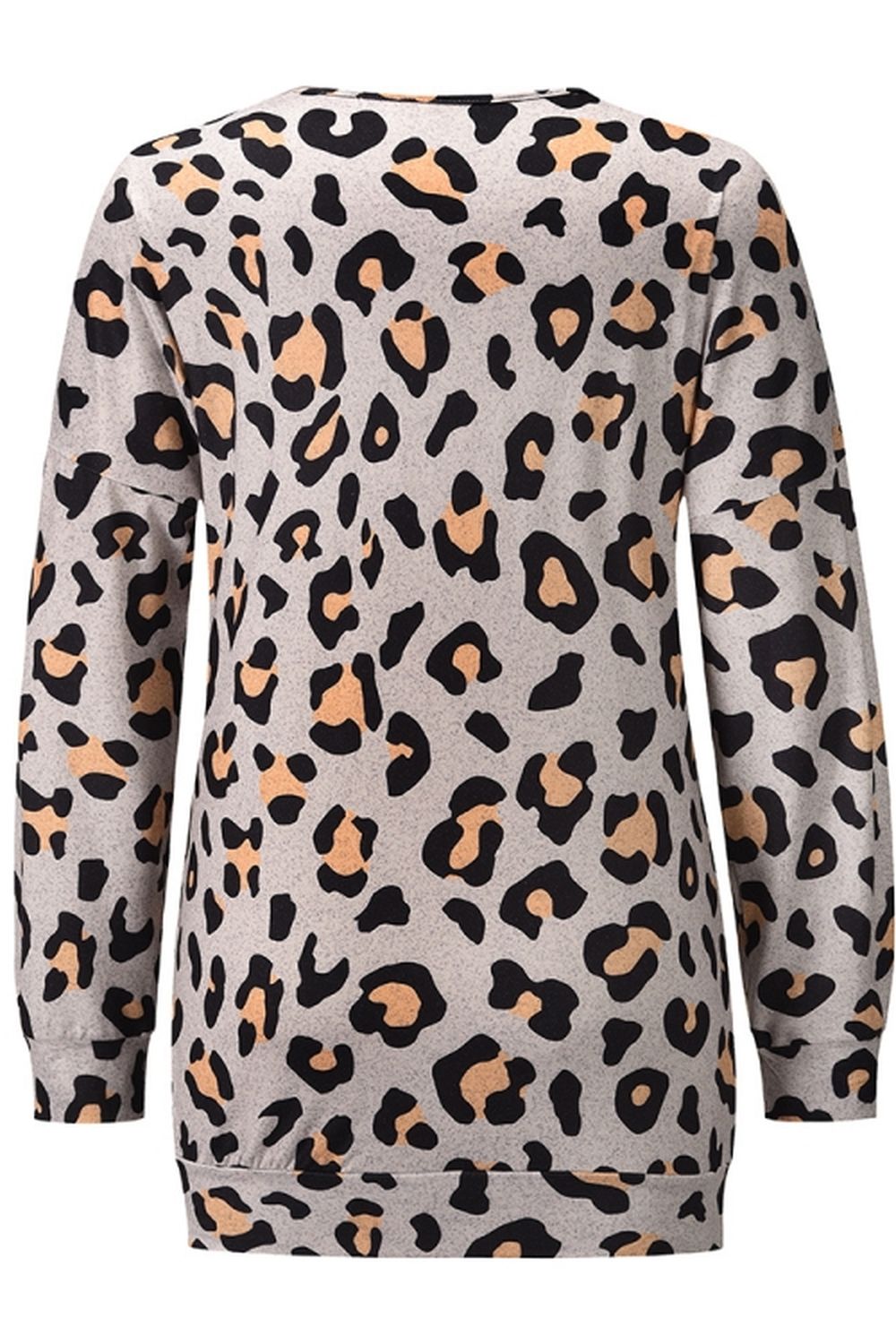 Round Neck Leopard Print Bottoming Shirt