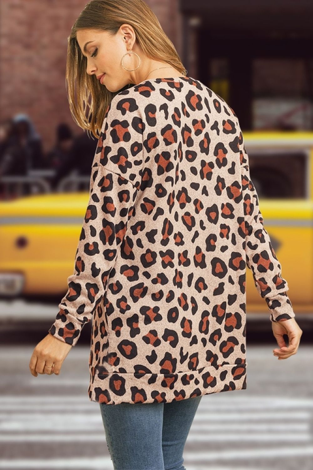 Round Neck Leopard Print Bottoming Shirt