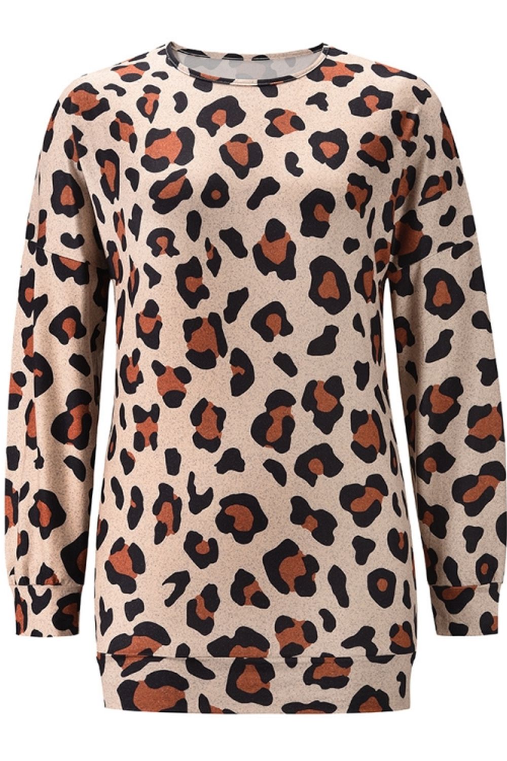 Round Neck Leopard Print Bottoming Shirt