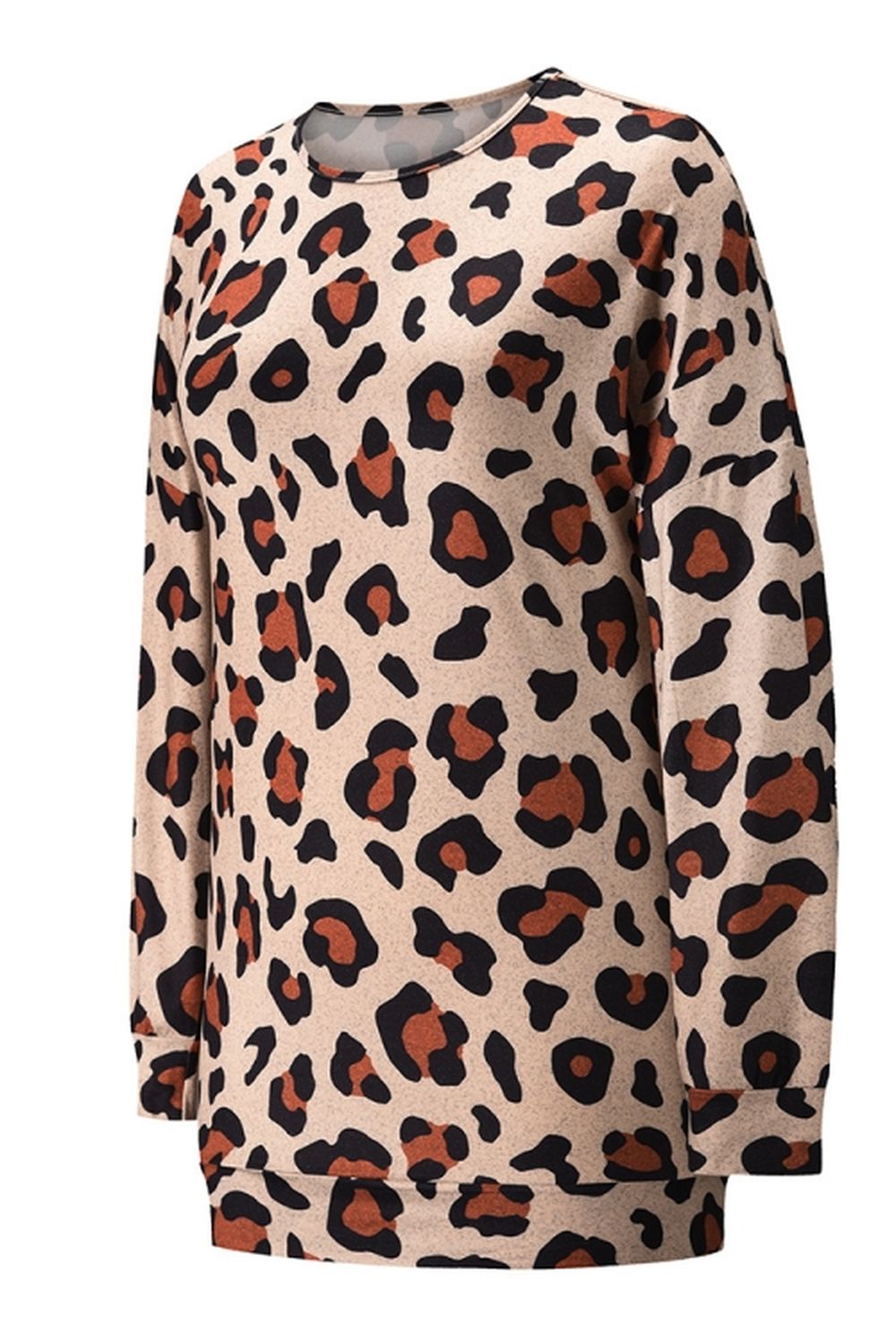 Round Neck Leopard Print Bottoming Shirt