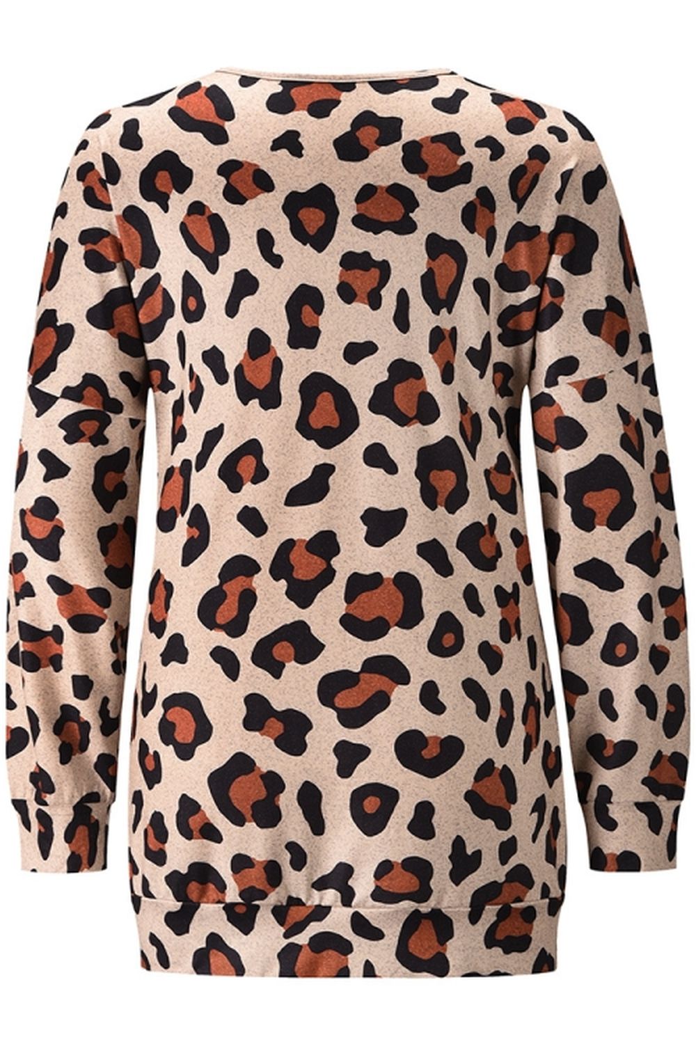 Round Neck Leopard Print Bottoming Shirt