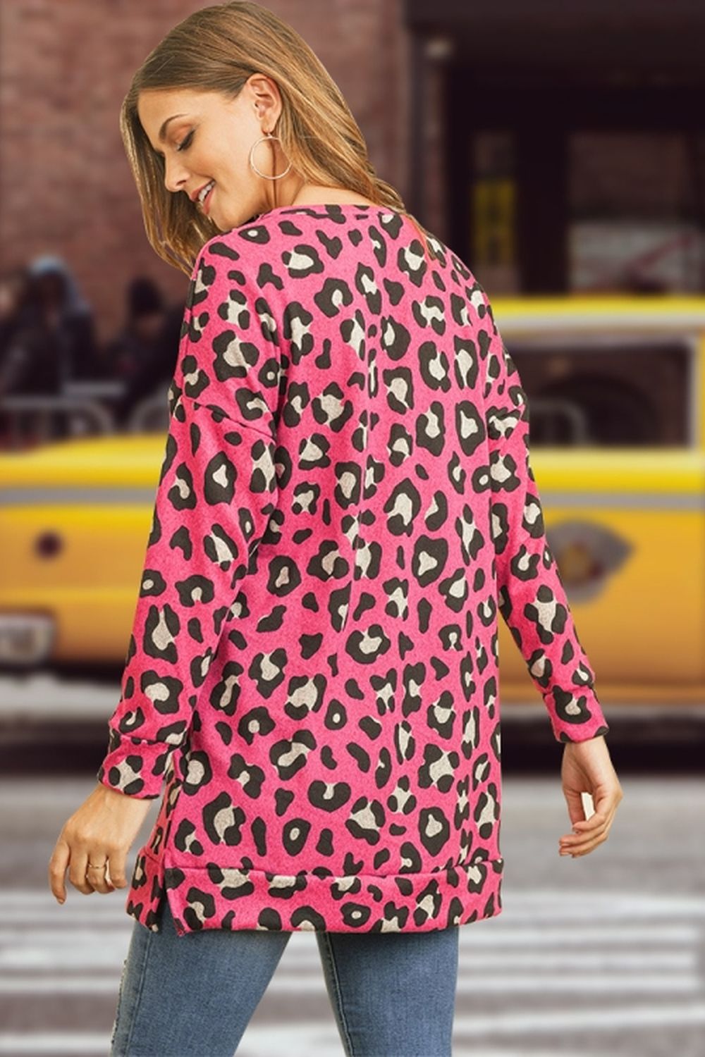 Round Neck Leopard Print Bottoming Shirt