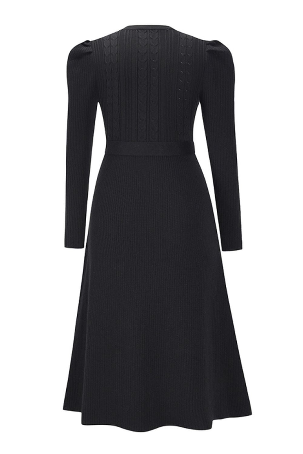 Bubble Long-Sleeved Mid-Length Knitted Dress